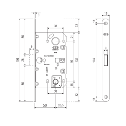AGB - Magnetický zámek POLARIS WAVE WC 96 | BS - Černá matná