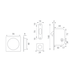 ATZ - Set na posuvné dveře hranatý 3973 BB | BN - Broušená nerez