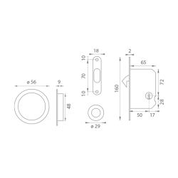 ATZ - Set na posuvné dveře kulatý 3972 BB | BS - Černá matná