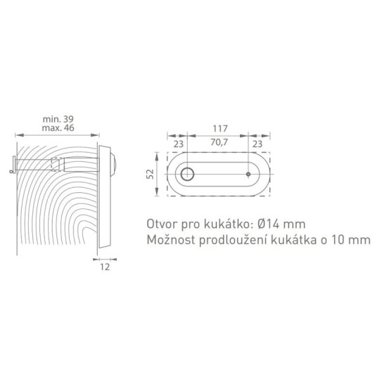 AXA - Jmenovka BETA2 s kukátkem F1 - Přírodní elox