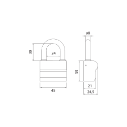 DK - EAP2pro S visací zámek - třmen 30 VHZ 45 | NP - Nikl perla