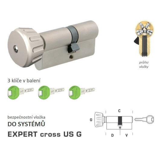 DK - EXPERT cross US G - s knoflíkem NP - Nikl perla