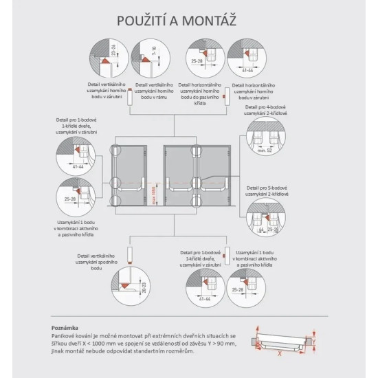 DK - PANIKOVÉ KOVÁNÍ PHA 2000 - 3-bodové zajištění s boční západkou D1/3B | Stříbrná