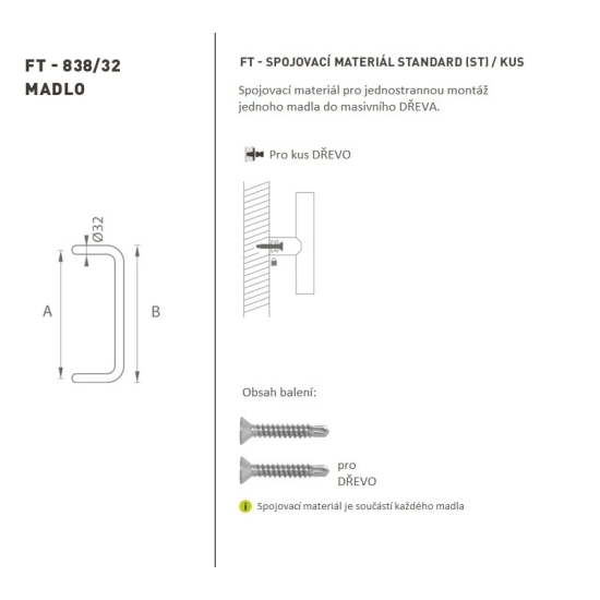 FT - MADLO kód 838 Ø 32 mm ST ks WS - Bílá matná FT - MADLO kód 838 Ø 32 mm ST ks WS - Bílá matná
