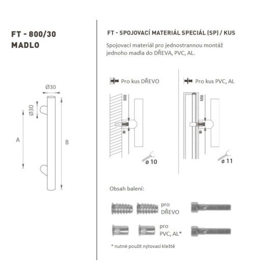 FT - MADLO kód K00 Ø 30 mm SP ks | BS - Černá matná