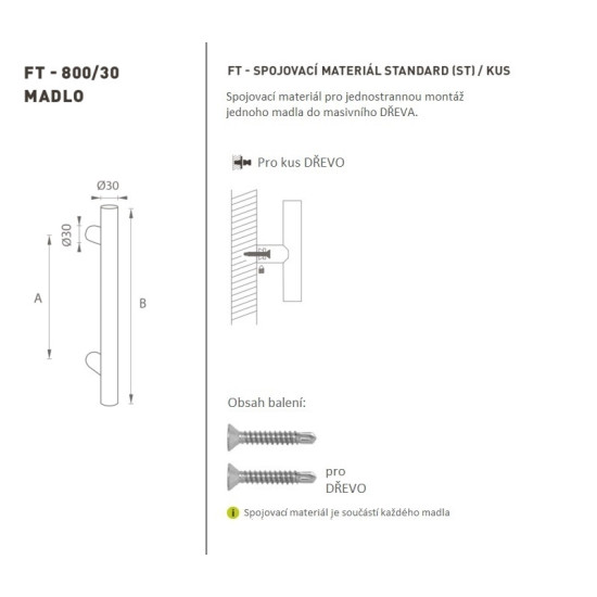 FT - MADLO kód K00 Ø 30 mm ST ks | BN - Broušená nerez