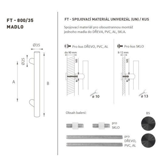 FT - MADLO kód K00 Ø 35 mm UN ks | BS - Černá matná