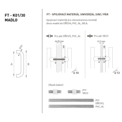 FT - MADLO kód K01 Ø 30 mm UN pár | BN - Broušená nerez