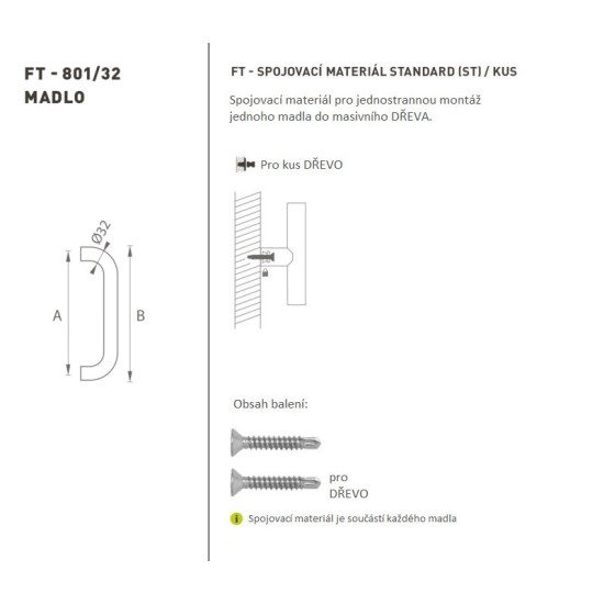 FT - MADLO kód K01 Ø 32 mm ST ks | BS - Černá matná