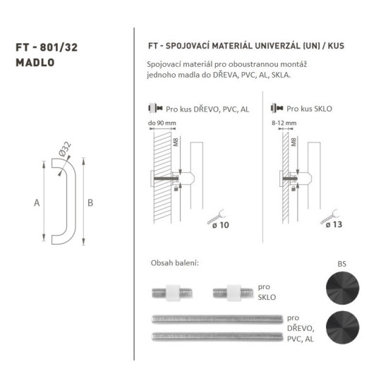 FT - MADLO kód K01 Ø 32 mm UN ks | BS - Černá matná