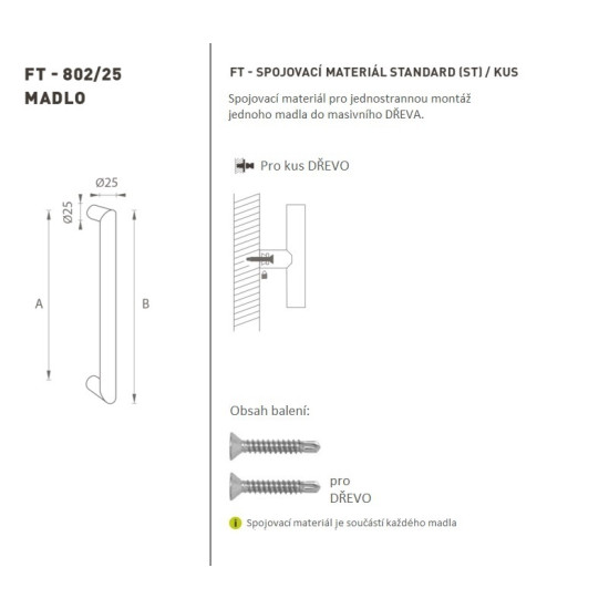 FT - MADLO kód K02 Ø 25 mm ST ks | BN - Broušená nerez