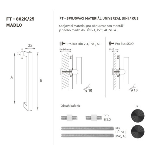 FT - MADLO kód K02 Ø 25 mm UN ks | BS - Černá matná