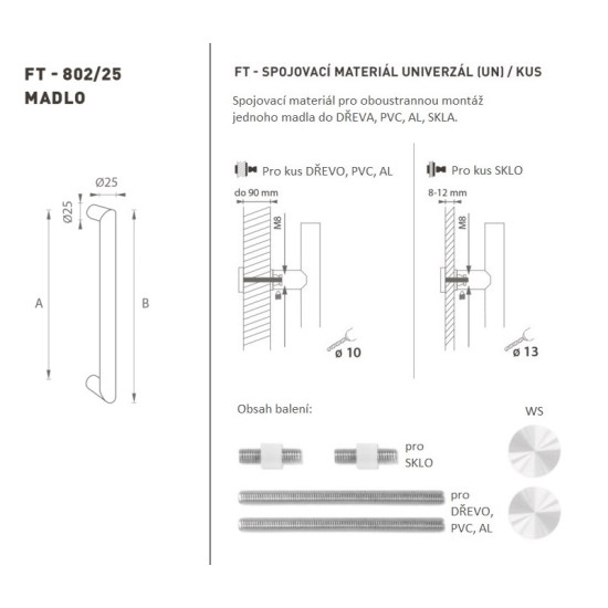 FT - MADLO kód K02 Ø 25 mm UN ks | WS - Bílá matná