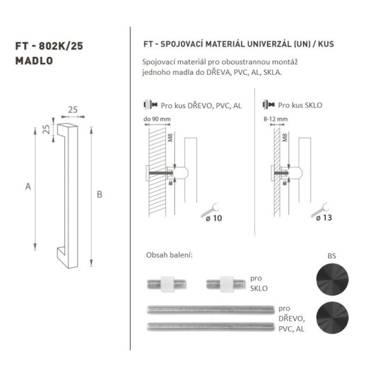 FT - MADLO kód K02K 25x25 mm UN ks | BS - Černá matná