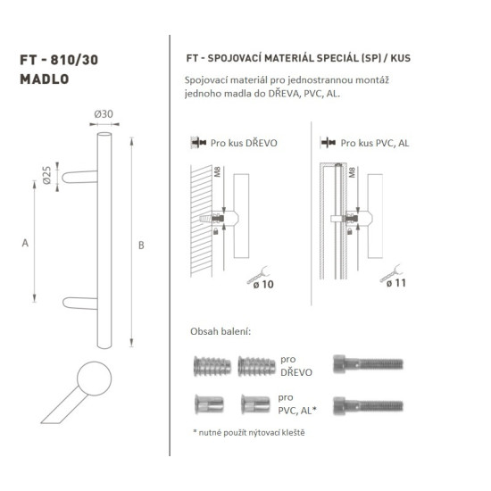 FT - MADLO kód K10 Ø 30 mm SP ks | BN - Broušená nerez