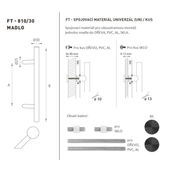 FT - MADLO kód K10 Ø 30 mm UN ks | BS - Černá matná