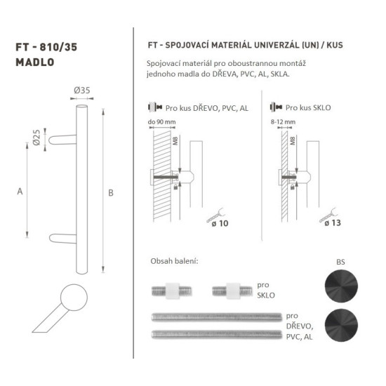 FT - MADLO kód K10 Ø 35 mm UN ks | BS - Černá matná