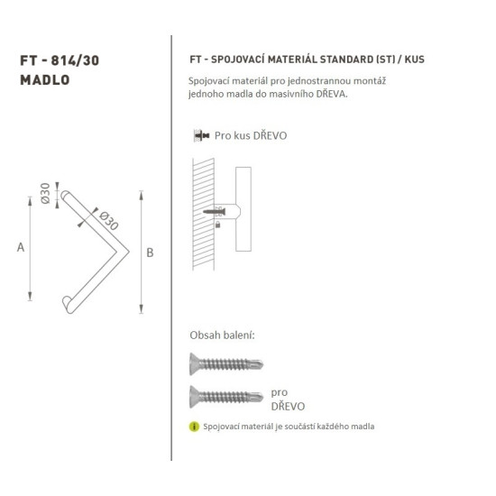 FT - MADLO kód K14 Ø 30 mm ST ks | BN - Broušená nerez