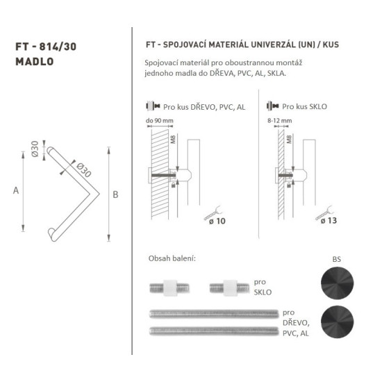 FT - MADLO kód K14 Ø 30 mm UN ks | BS - Černá matná