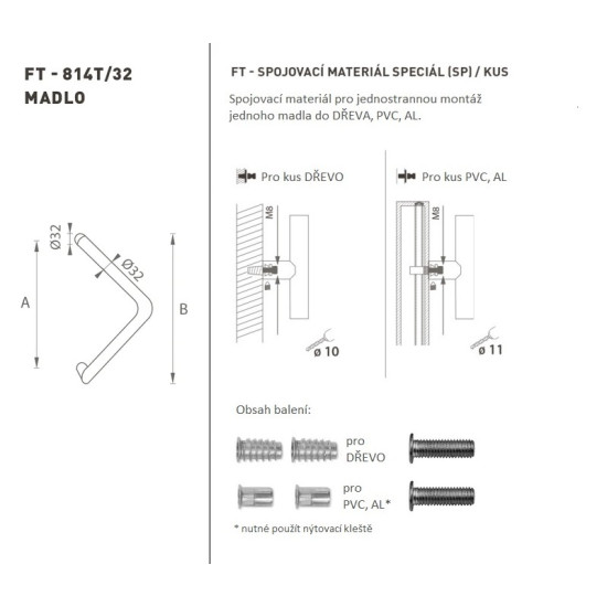 FT - MADLO kód K14T Ø 32 mm SP ks | BS - Černá matná