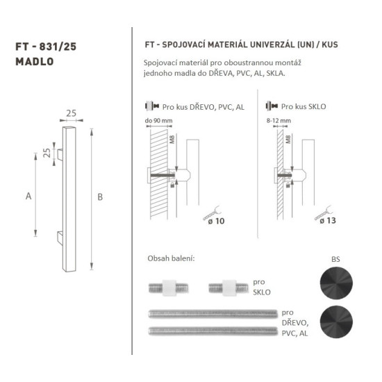 FT - MADLO kód K31 25x25 mm UN ks | BS - Černá matná