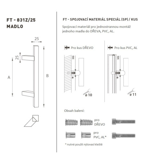 FT - MADLO kód K31Z 25x25 mm SP ks | BS - Černá matná