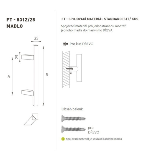 FT - MADLO kód K31Z 25x25 mm ST ks | BN - Broušená nerez