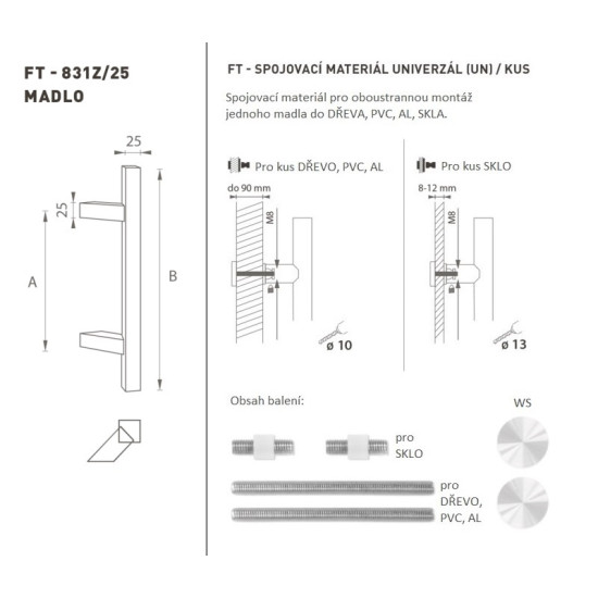 FT - MADLO kód K31Z 25x25 mm UN ks | WS - Bílá matná