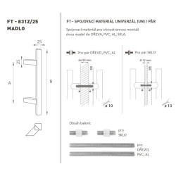 FT - MADLO kód K31Z 25x25 mm UN pár | BN - Broušená nerez