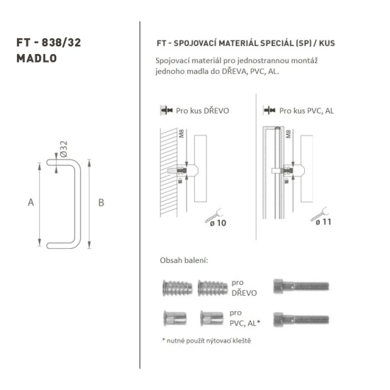 FT - MADLO kód K38 Ø 32 mm SP ks | BN - Broušená nerez