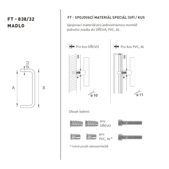 FT - MADLO kód K38 Ø 32 mm SP ks | WS - Bílá matná