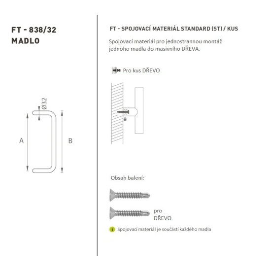 FT - MADLO kód K38 Ø 32 mm ST ks | BN - Broušená nerez