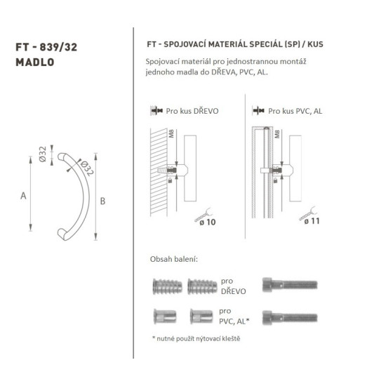 FT - MADLO kód K39 Ø 32 mm SP ks | BN - Broušená nerez