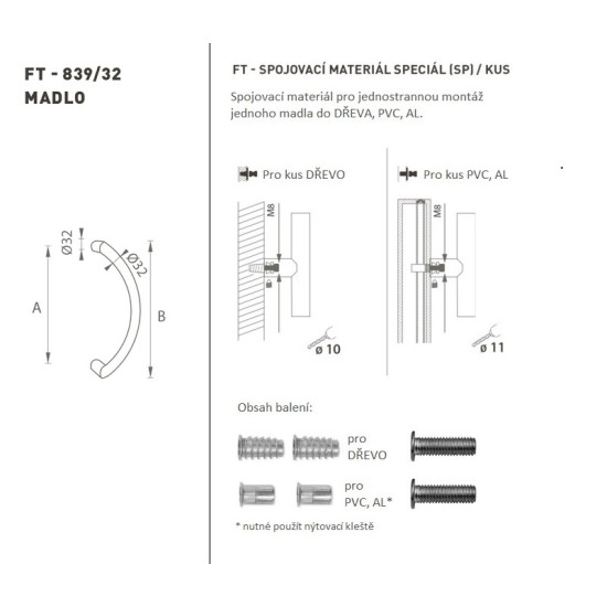 FT - MADLO kód K39 Ø 32 mm SP ks | WS - Bílá matná