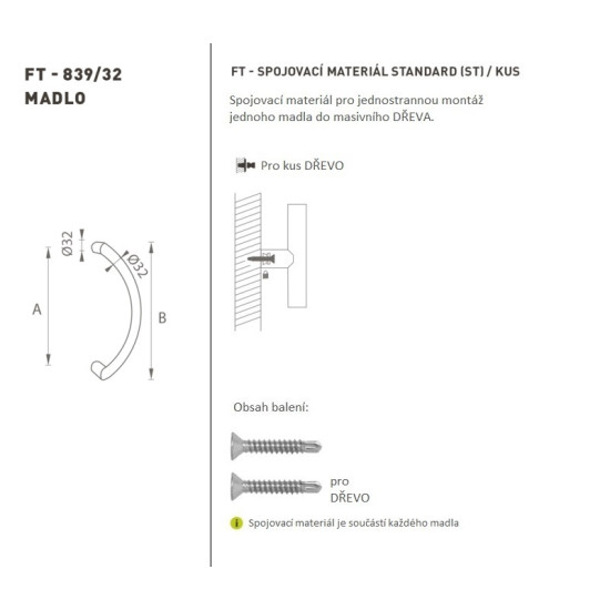 FT - MADLO kód K39 Ø 32 mm ST ks | WS - Bílá matná