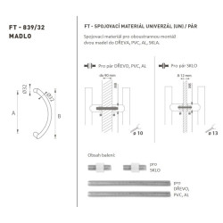 FT - MADLO kód K39 Ø 32 mm UN pár | BN - Broušená nerez
