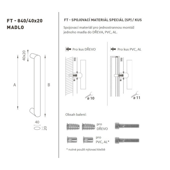 FT - MADLO kód K40 40x20 mm SP ks | BN - Broušená nerez