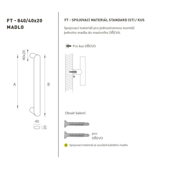 FT - MADLO kód K40 40x20 mm ST ks | BN - Broušená nerez