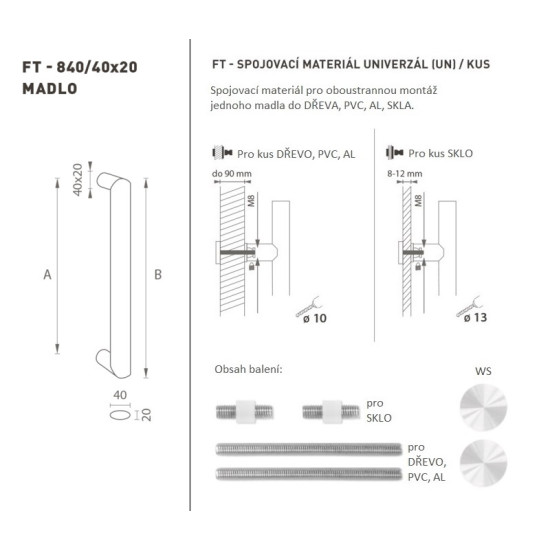 FT - MADLO kód K40 40x20 mm UN ks | WS - Bílá matná