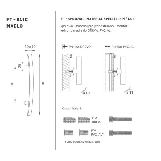 FT - MADLO kód K41C 40x10 mm SP ks | BN - Broušená nerez