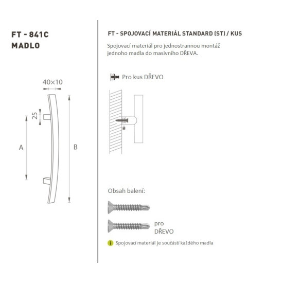 FT - MADLO kód K41C 40x10 mm ST ks | BN - Broušená nerez