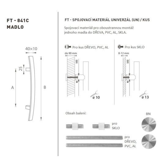 FT - MADLO kód K41C 40x10 mm UN ks | BN - Broušená nerez