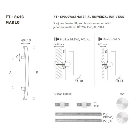 FT - MADLO kód K41C 40x10 mm UN ks | WS - Bílá matná