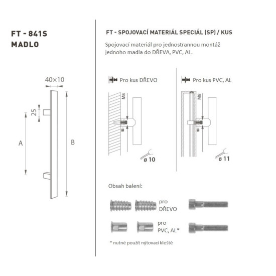 FT - MADLO kód K41S 40x10 mm SP ks | BS - Černá matná