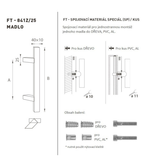 FT - MADLO kód K41Z 40x10 mm SP ks | WS - Bílá matná