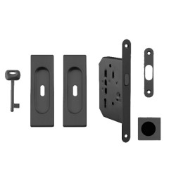 FT - Set na posuvné dveře hranatý - BB / S | BS - Černá matná