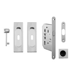 FT - Set na posuvné dveře hranatý - BB / S | OC - Chrom lesklý