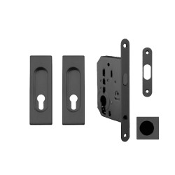 FT - Set na posuvné dveře hranatý - PZ / D | BS - Černá matná