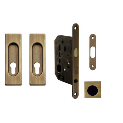 FT - Set na posuvné dveře hranatý - PZ / D | OGS - Bronz česaný matný