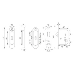 FT - Set na posuvné dveře oválný - BB / S | OCS - Chrom broušený